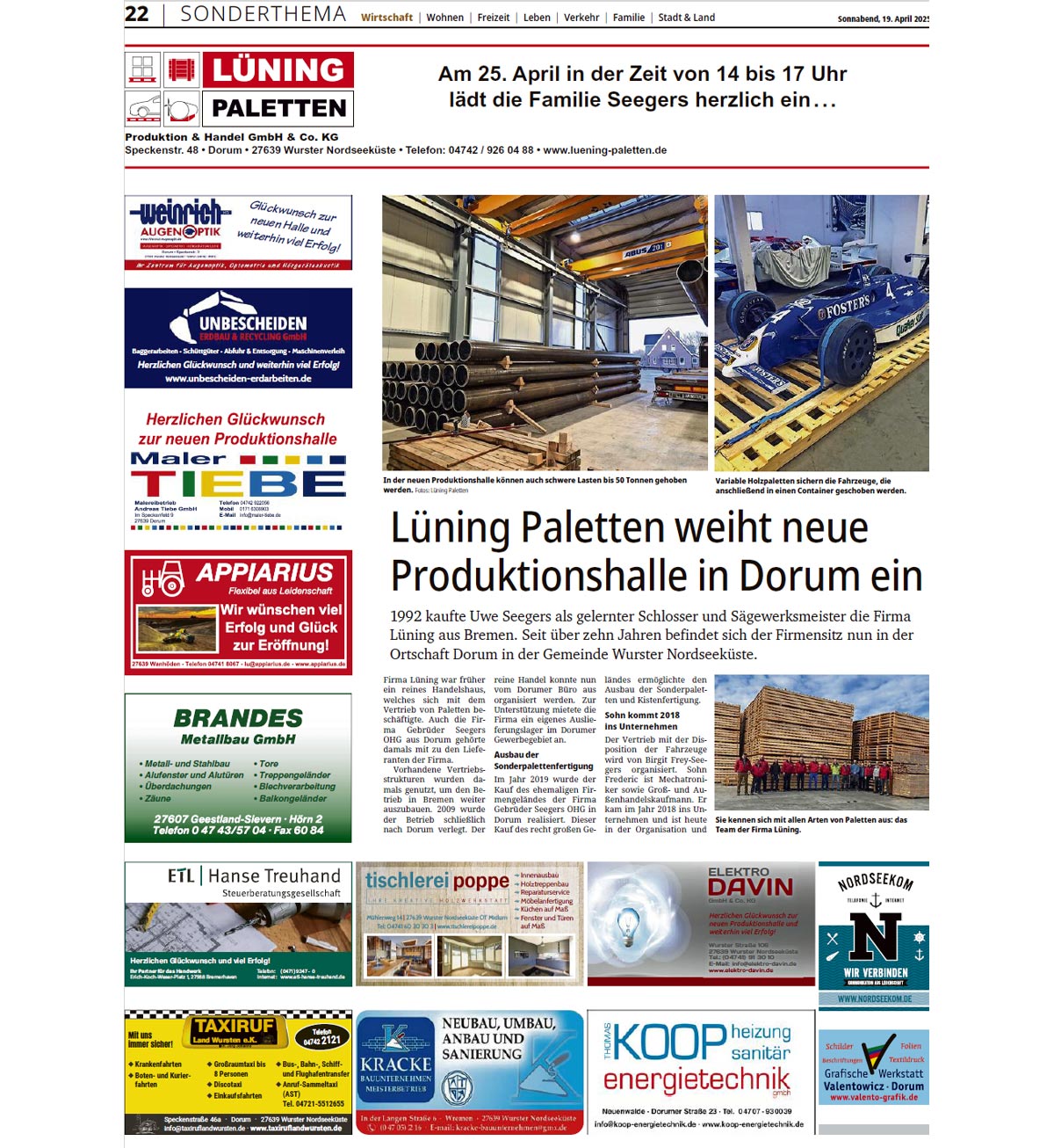 Teaser Lüning Paletten Nordsee Zeitung 1